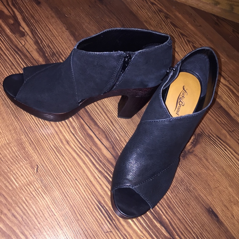 Peep Toe Black Booties